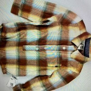 OshKosh B'gosh Brown and Yellow Plaid Button Down Shirt